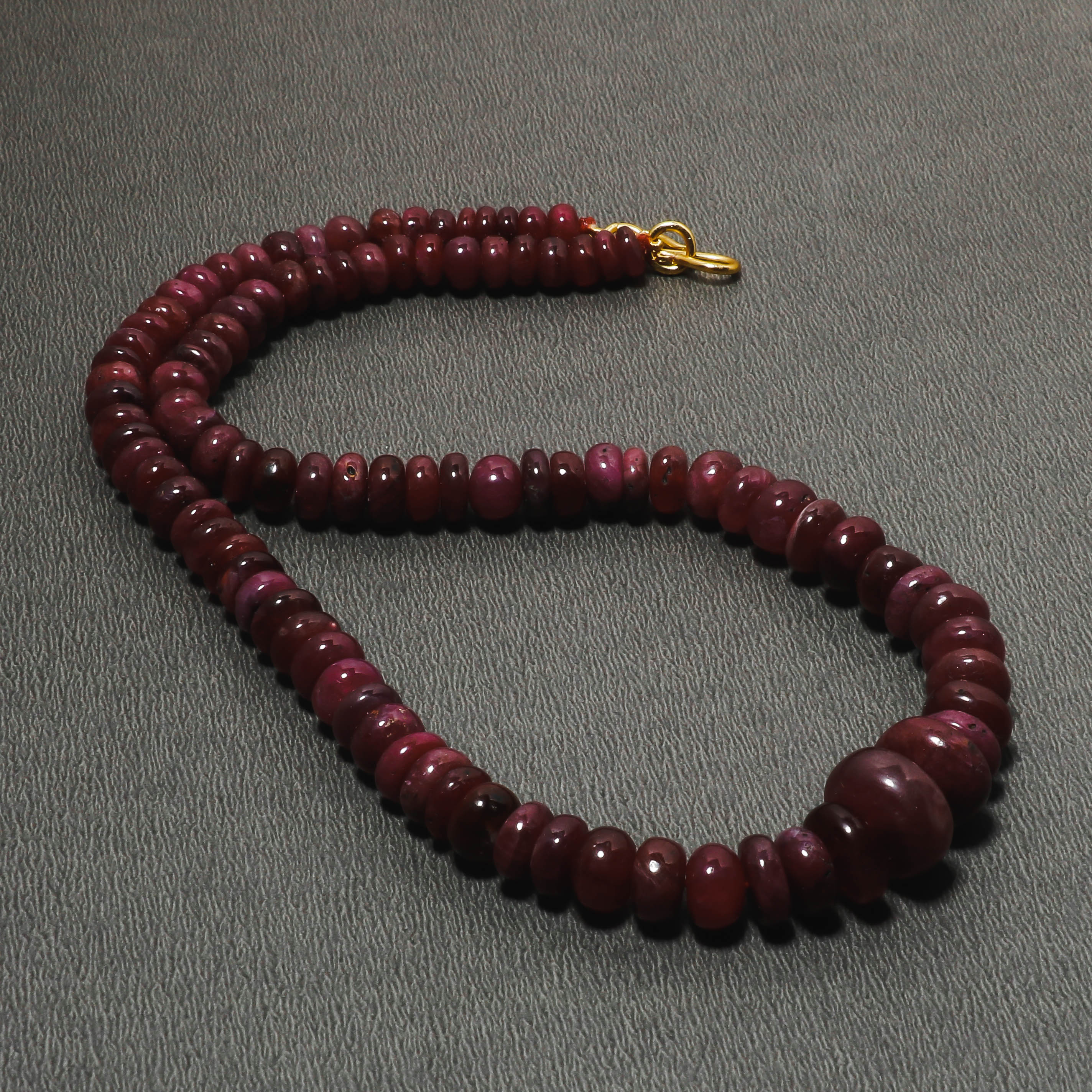 925 Sterling Silver Ruby Rondelle Beaded Necklace | Natural Gemstone Fine Jewelry | July Birthstone Gift