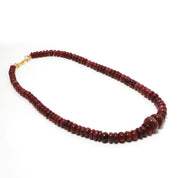 925 Sterling Silver Ruby Rondelle Beaded Necklace | Natural Gemstone Fine Jewelry | July Birthstone Gift