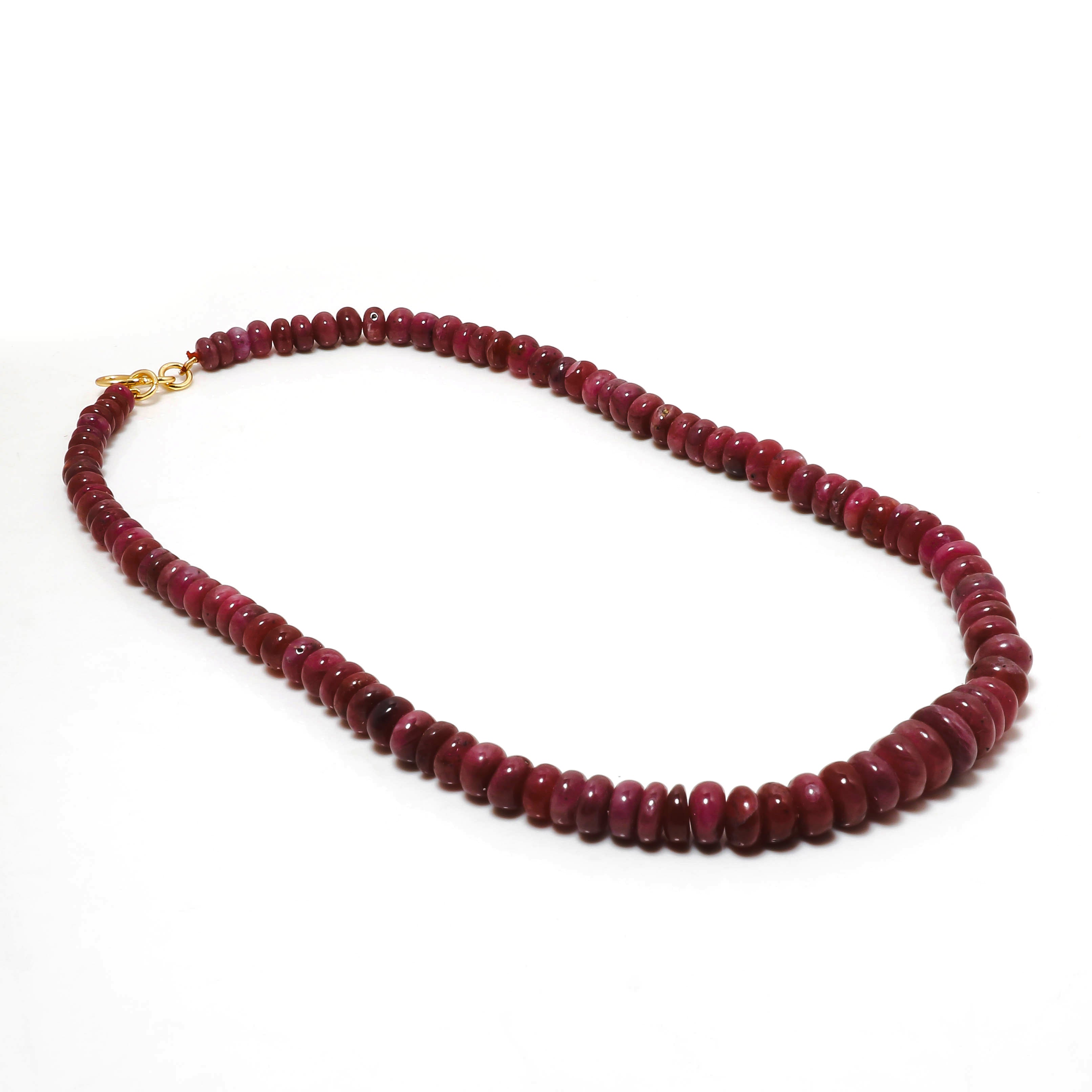 925 Sterling Silver Ruby Rondelle Beaded Necklace | Natural Gemstone Fine Jewelry | July Birthstone Gift