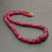 925 Sterling Silver Ruby Rondelle Beaded Necklace | Natural Gemstone Fine Jewelry | July Birthstone Gift