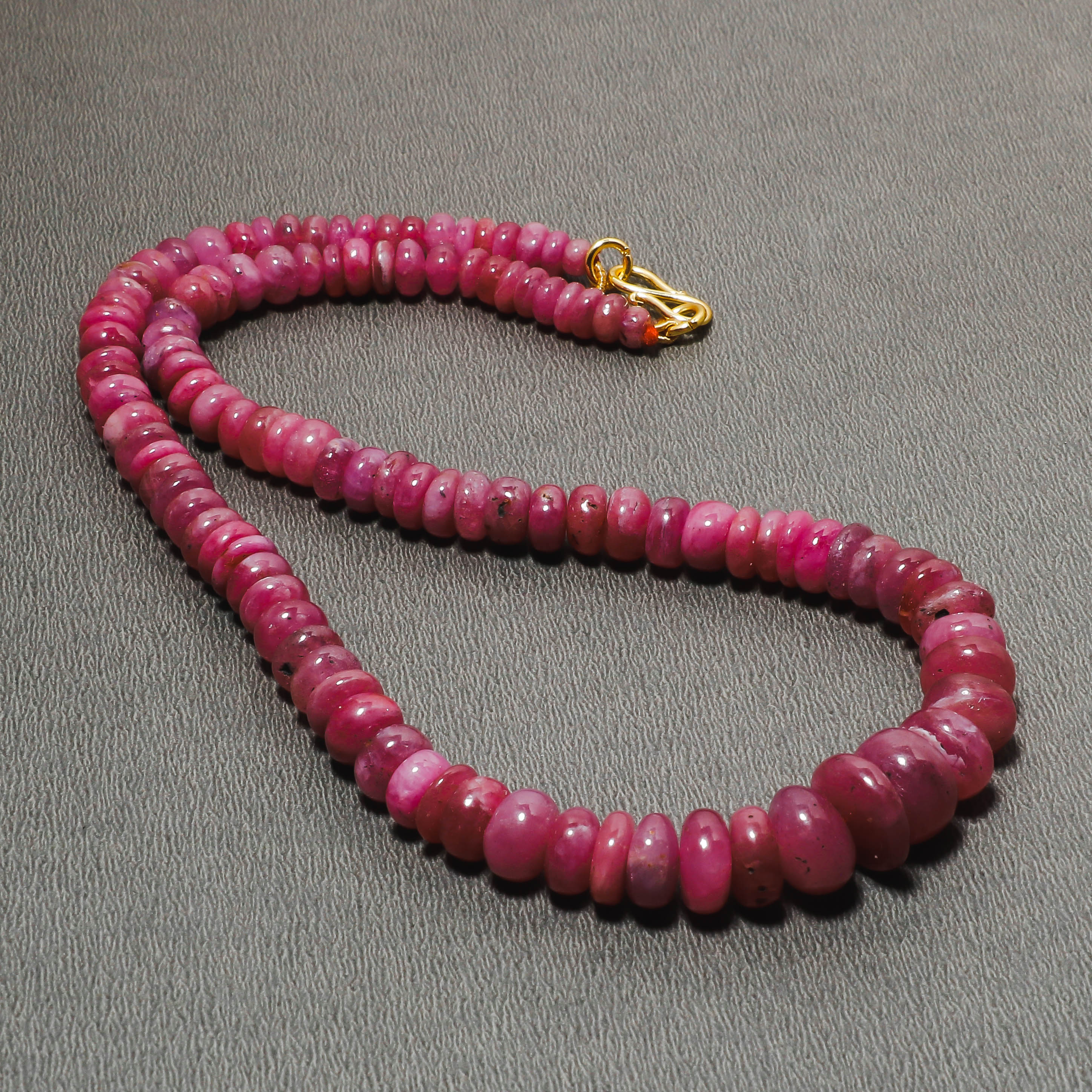 925 Sterling Silver Ruby Rondelle Beaded Necklace | Natural Gemstone Fine Jewelry | July Birthstone Gift