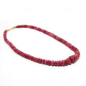 925 Sterling Silver Ruby Rondelle Beaded Necklace | Natural Gemstone Fine Jewelry | July Birthstone Gift