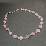 925 Sterling Silver Rose Quartz Beaded Necklace | Natural Gemstone Fine Jewelry | January Birthstone Gift