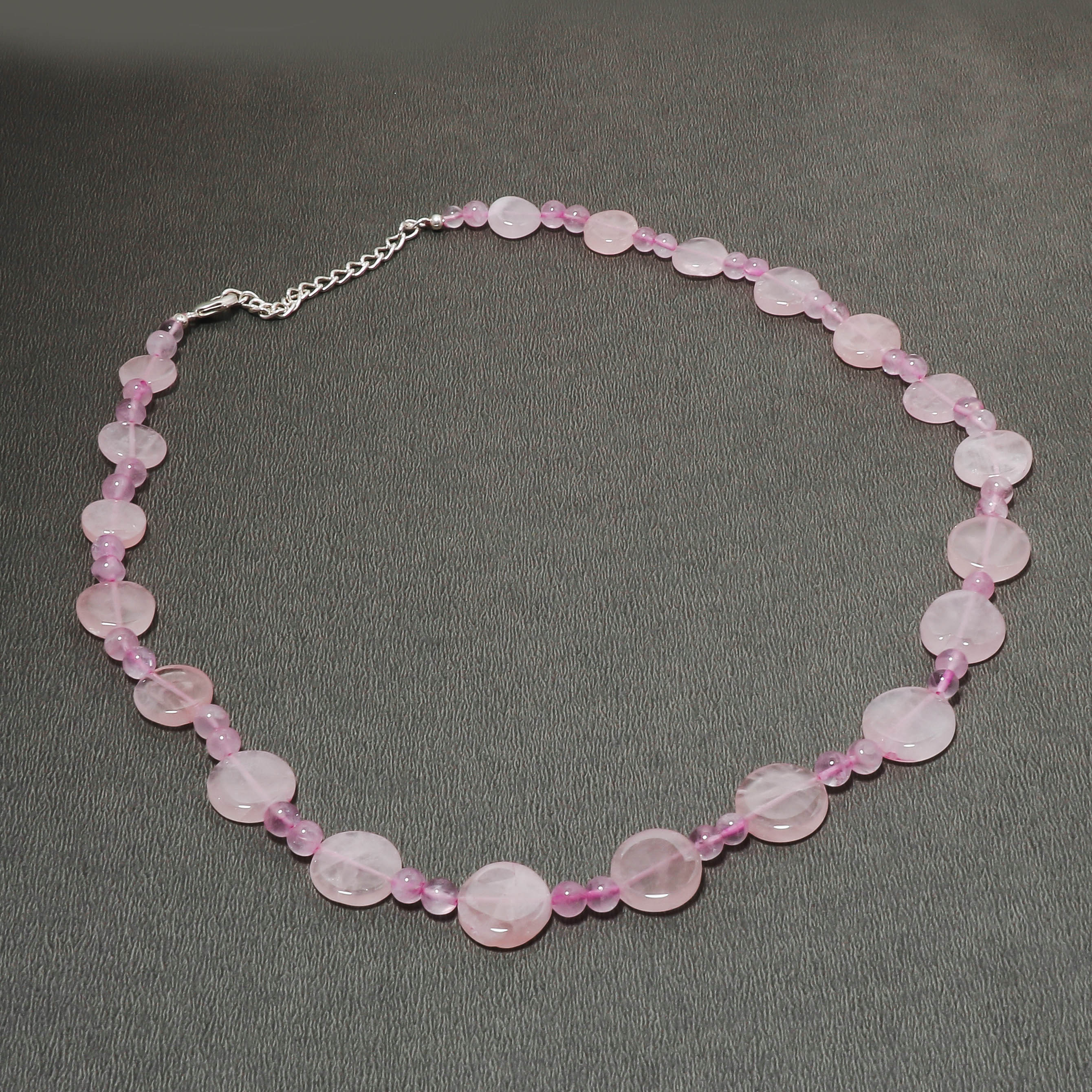 925 Sterling Silver Rose Quartz Beaded Necklace | Natural Gemstone Fine Jewelry | January Birthstone Gift