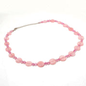 925 Sterling Silver Rose Quartz Beaded Necklace | Natural Gemstone Fine Jewelry | January Birthstone Gift