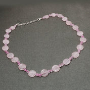 Rose Quartz Beaded 925 Sterling Silver Chain Necklace | Natural Gemstone Fine Jewelry | January Birthstone | Healing Power Crystals