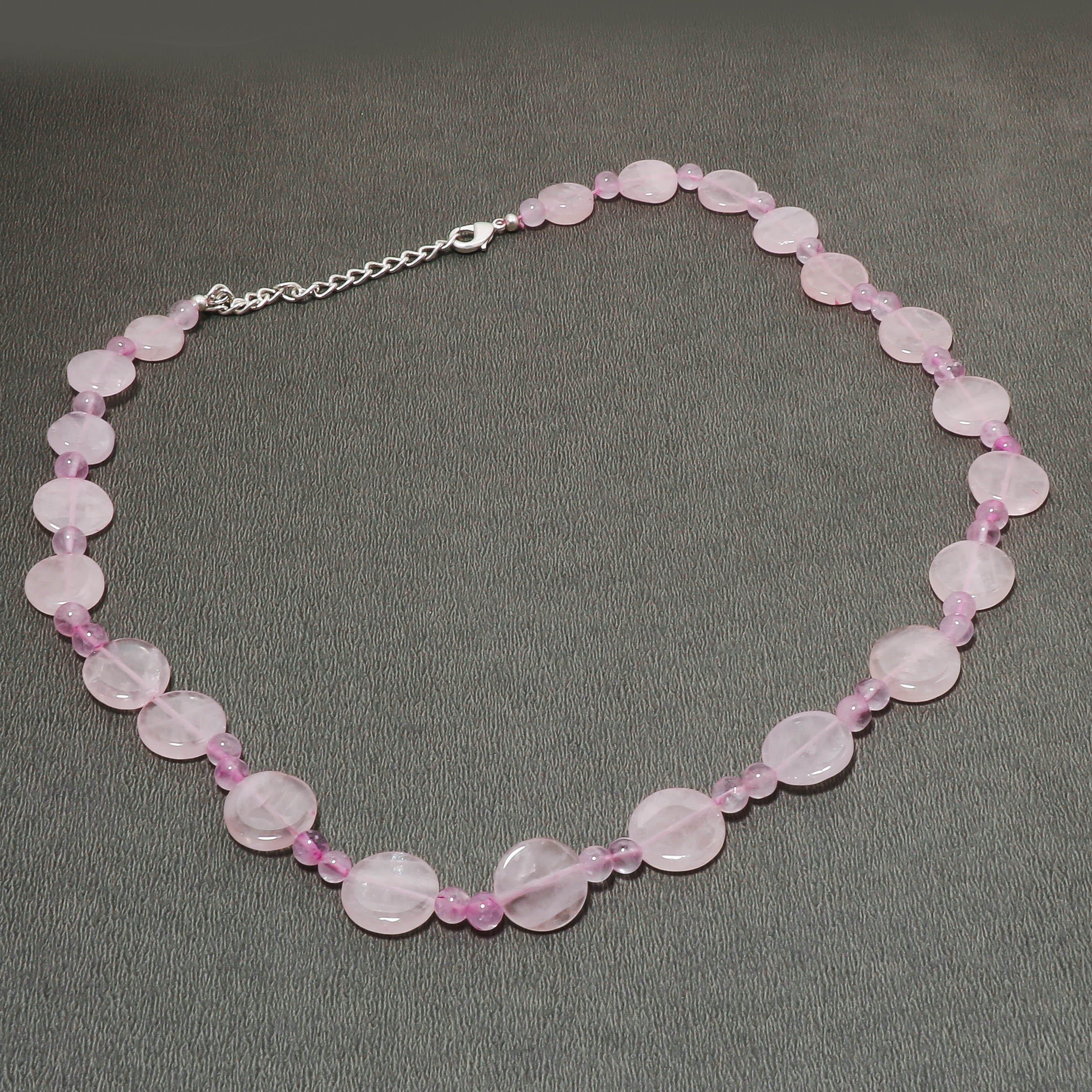 Rose Quartz Beaded 925 Sterling Silver Chain Necklace | Natural Gemstone Fine Jewelry | January Birthstone | Healing Power Crystals