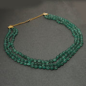 Green Strawberry Quartz 925 Sterling Silver Beaded Necklace | Natural Gemstone 3 Layered Fine Jewelry | Healing Power Crystals