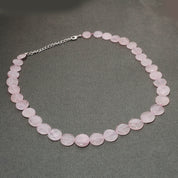 Natural Rose Quartz 925 Sterling Silver Chain Necklace | Beaded Gemstone Fine Jewelry | January Birthstone | Healing Power Crystals