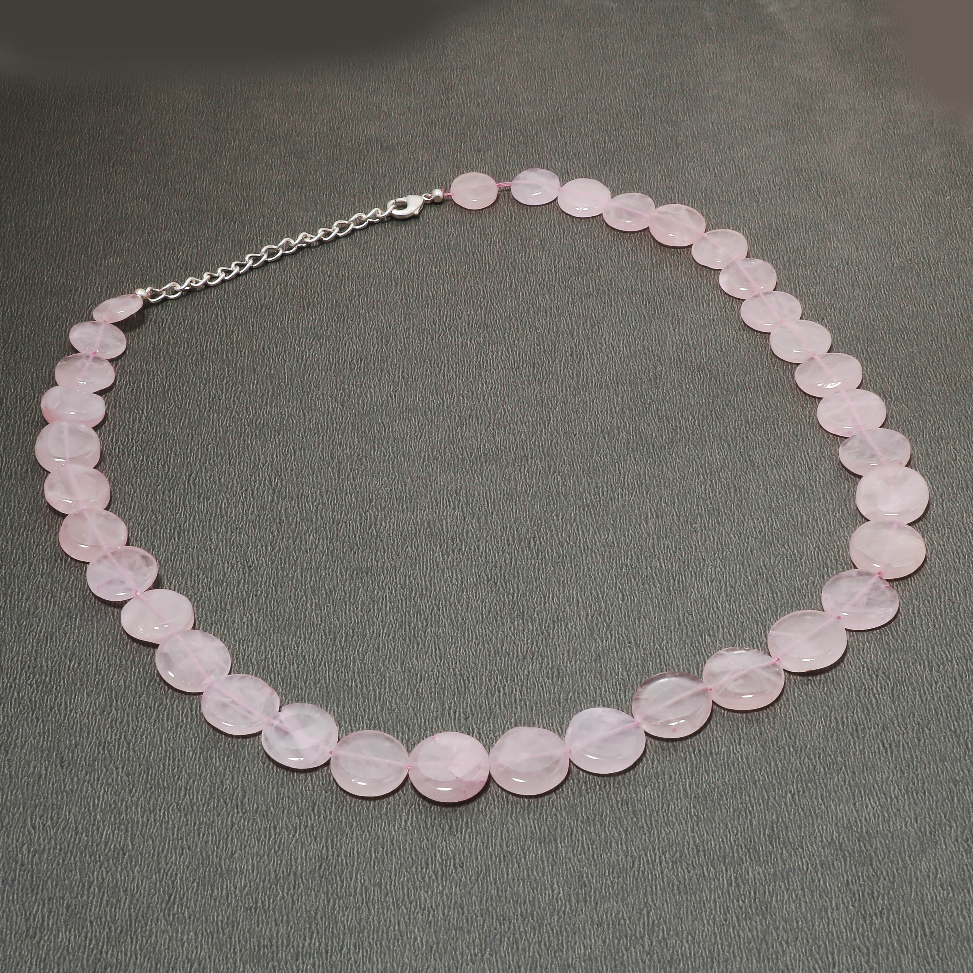 Natural Rose Quartz 925 Sterling Silver Chain Necklace | Beaded Gemstone Fine Jewelry | January Birthstone | Healing Power Crystals