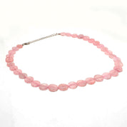 Natural Rose Quartz 925 Sterling Silver Chain Necklace | Beaded Gemstone Fine Jewelry | January Birthstone | Healing Power Crystals
