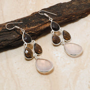 Drop & Dangle Gemstone Silver Earrings, Elegant Ear Wire Jewelry for Healing Power Birthstone Gift