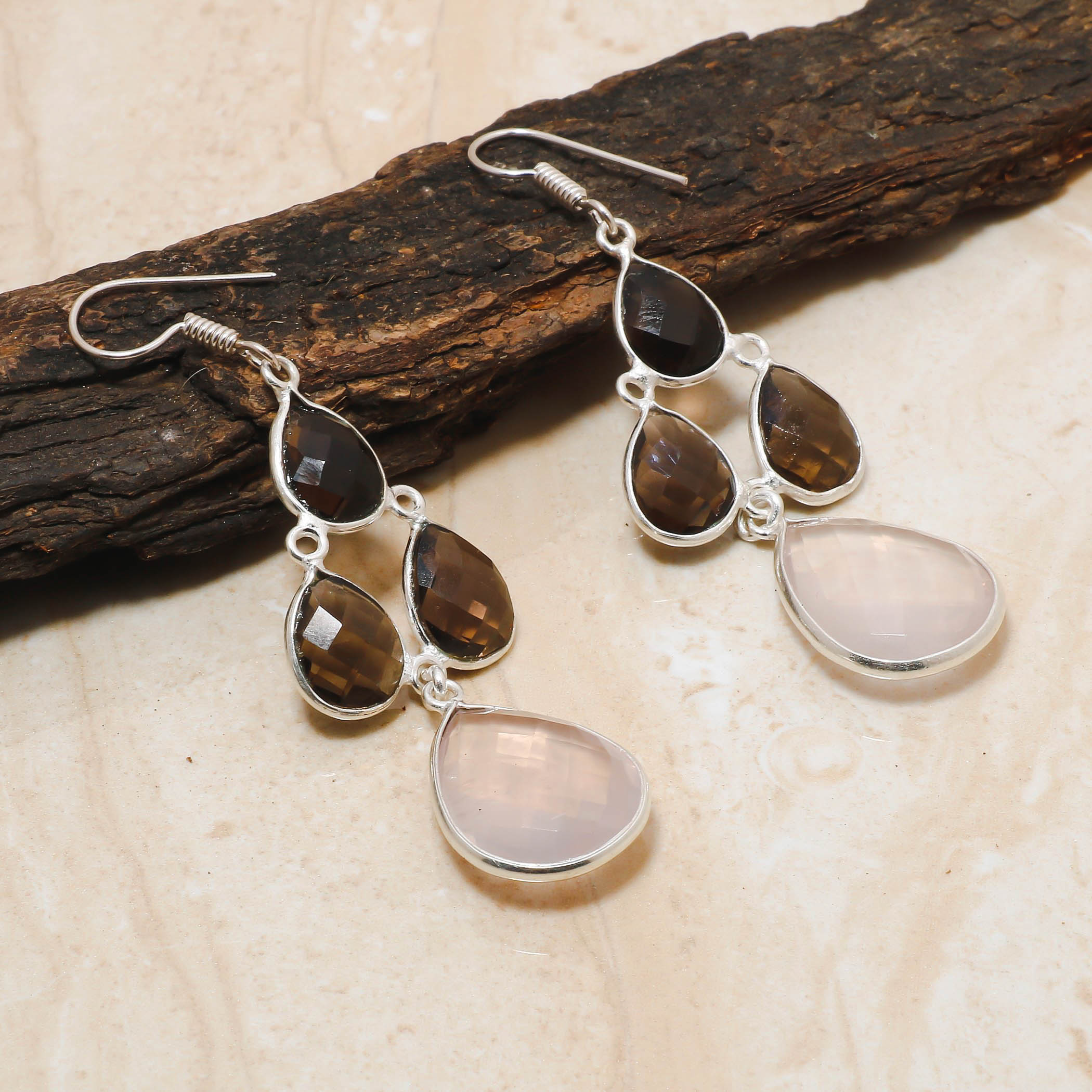 Drop & Dangle Gemstone Silver Earrings, Elegant Ear Wire Jewelry for Healing Power Birthstone Gift