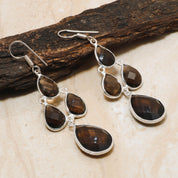Drop & Dangle Gemstone Silver Earrings, Elegant Ear Wire Jewelry for Healing Power Birthstone Gift