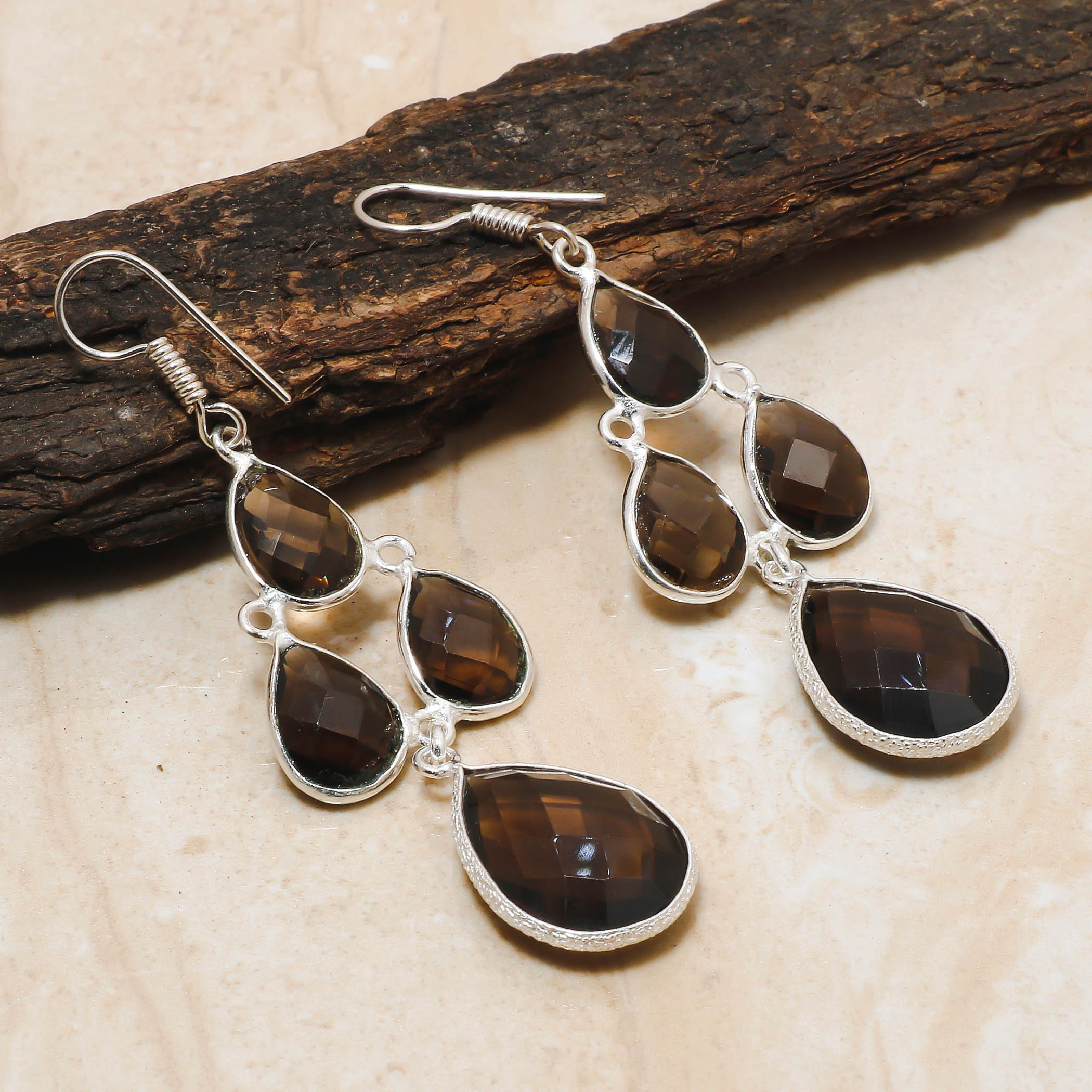 Drop & Dangle Gemstone Silver Earrings, Elegant Ear Wire Jewelry for Healing Power Birthstone Gift