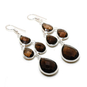 Drop & Dangle Gemstone Silver Earrings, Elegant Ear Wire Jewelry for Healing Power Birthstone Gift