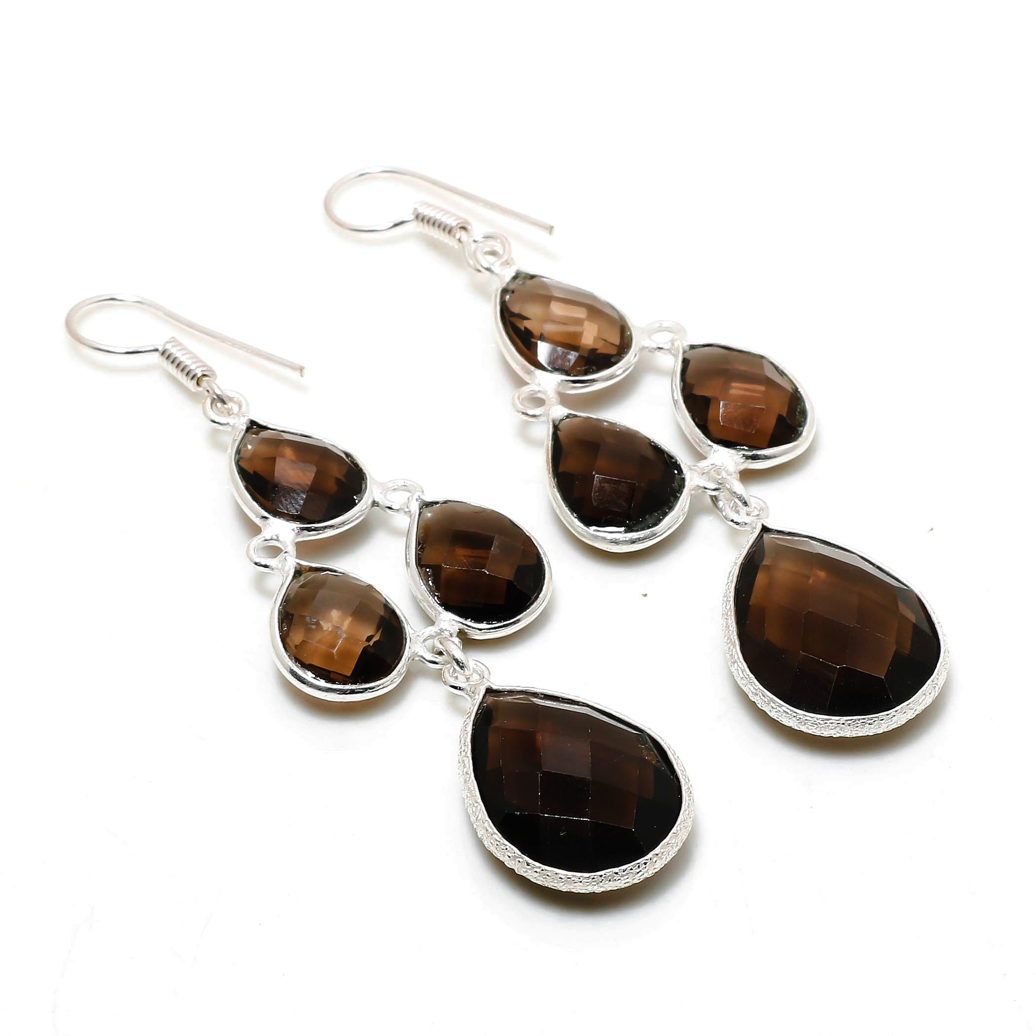 Drop & Dangle Gemstone Silver Earrings, Elegant Ear Wire Jewelry for Healing Power Birthstone Gift