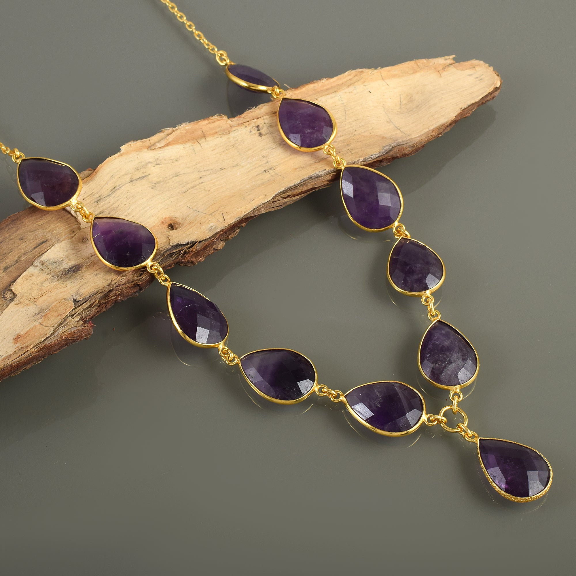 Natural Purple Purple Amethyst Beaded Fine Gemstone Necklace