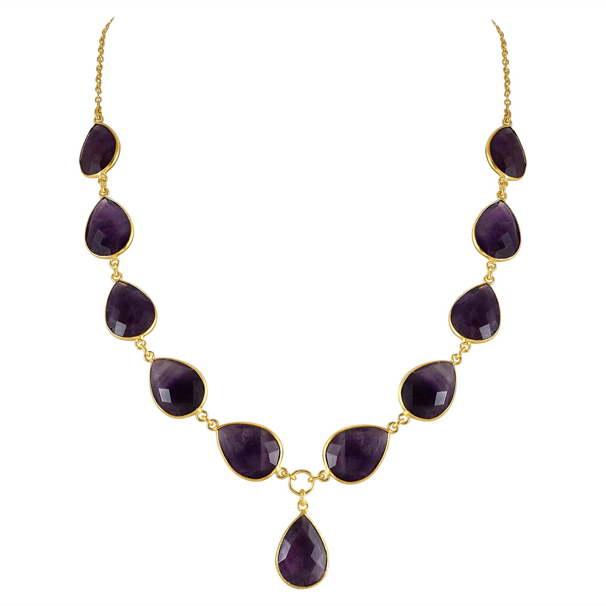 Natural Purple Purple Amethyst Beaded Fine Gemstone Necklace