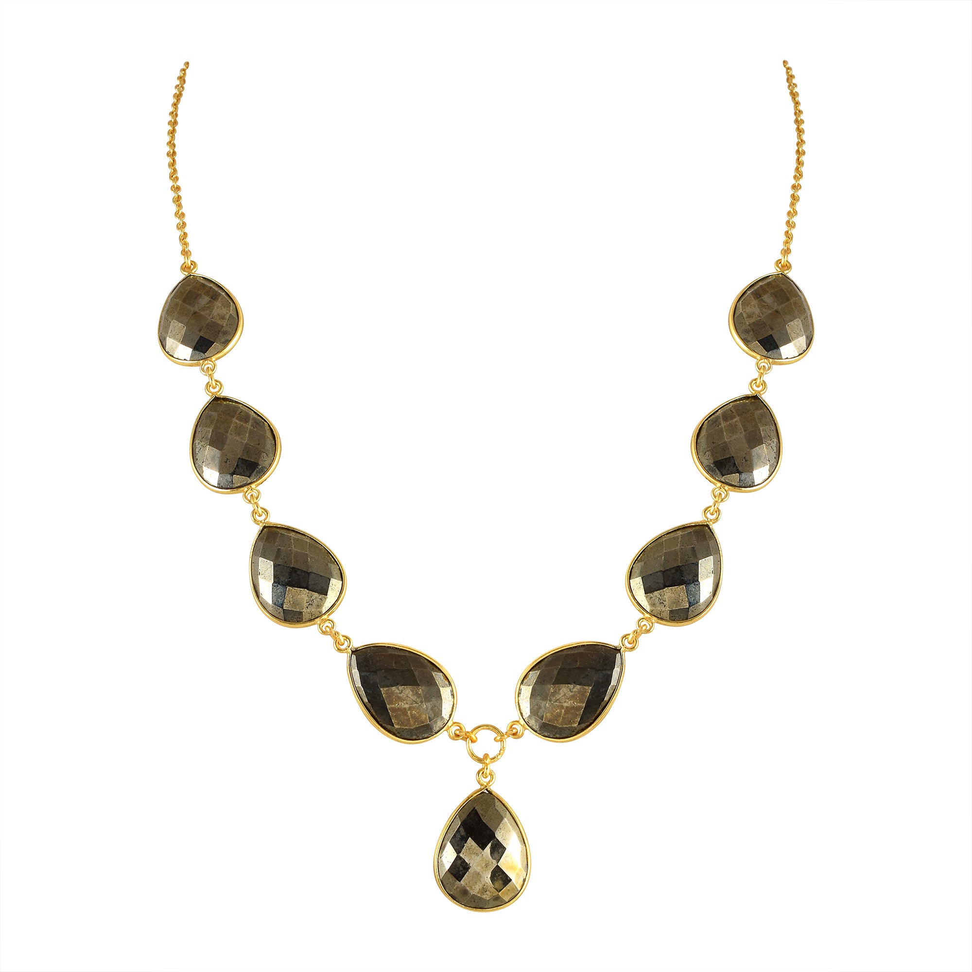 Natural Gray Pyrite Beaded Fine Gemstone Necklace
