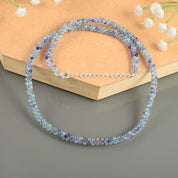 925 Sterling Silver Natural Fluorite Necklace | Rondelle Beaded Fine Jewelry | February Birthstone Gift