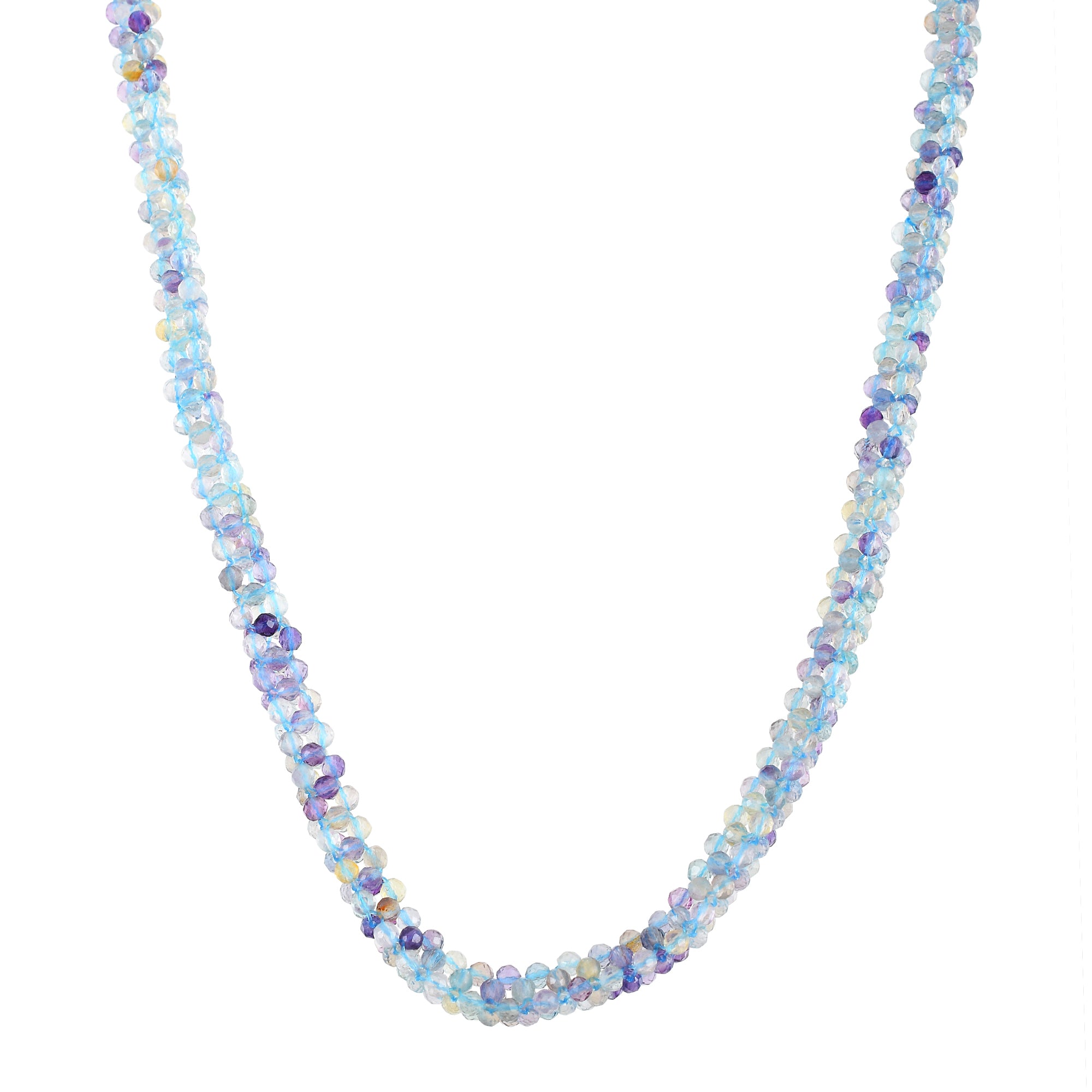 925 Sterling Silver Natural Fluorite Necklace | Rondelle Beaded Fine Jewelry | February Birthstone Gift