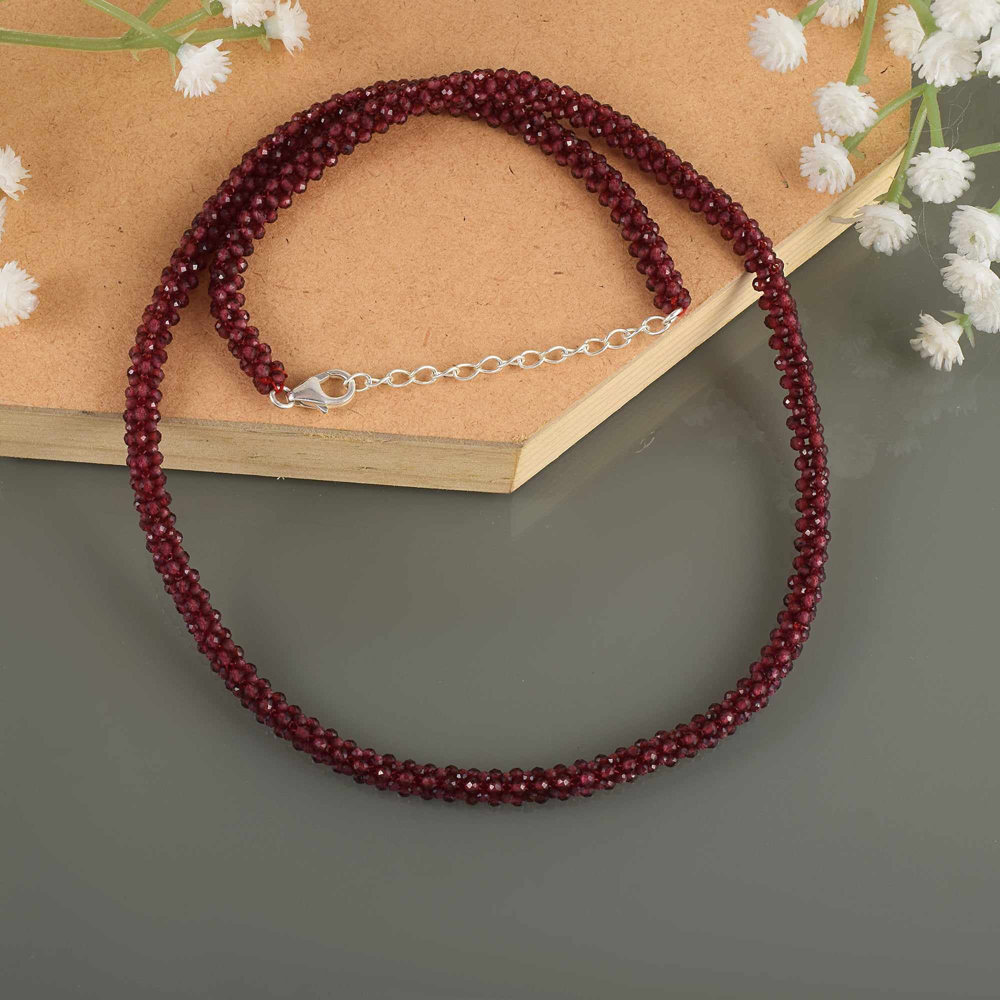 925 Sterling Silver Natural Fluorite Necklace | Rondelle Beaded Fine Jewelry | February Birthstone Gift