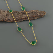 Natural Green Green Onyx Beaded Fine Gemstone Necklace