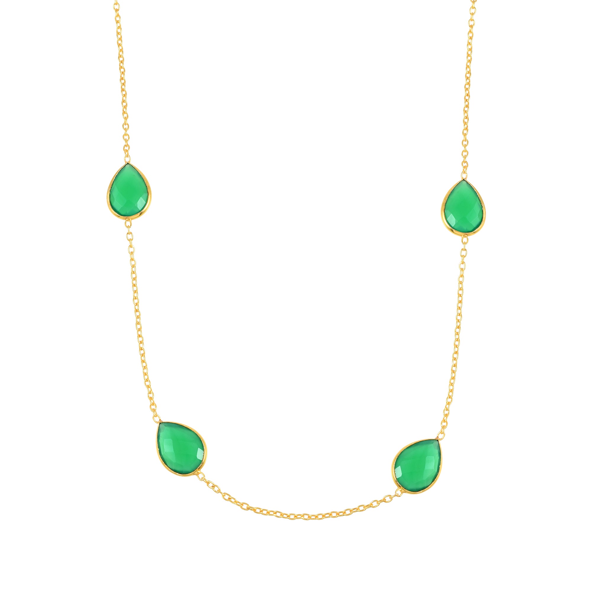 Natural Green Green Onyx Beaded Fine Gemstone Necklace