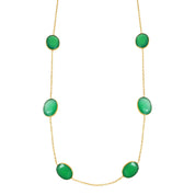 Natural Green Green Onyx Beaded Fine Gemstone Necklace