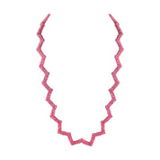 925 Sterling Silver Natural Strawberry Quartz Beaded Necklace | Zig-Zag Style Fine Jewelry | September Birthstone Gift