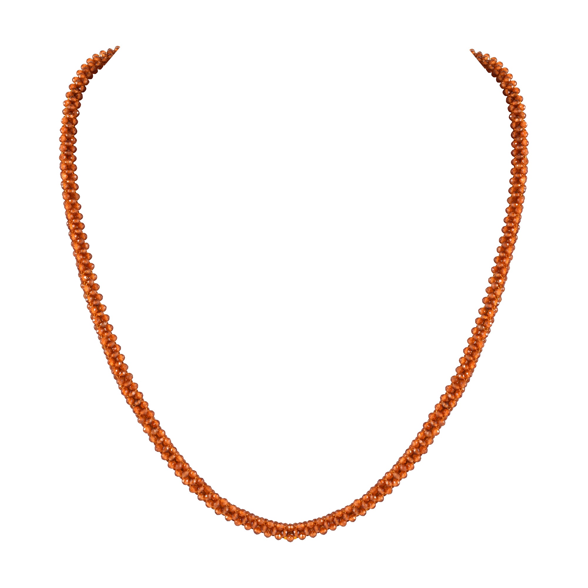 925 Sterling Silver Natural Hessonite Garnet Necklace | Rondelle Beaded Fine Jewelry | January Birthstone Gift