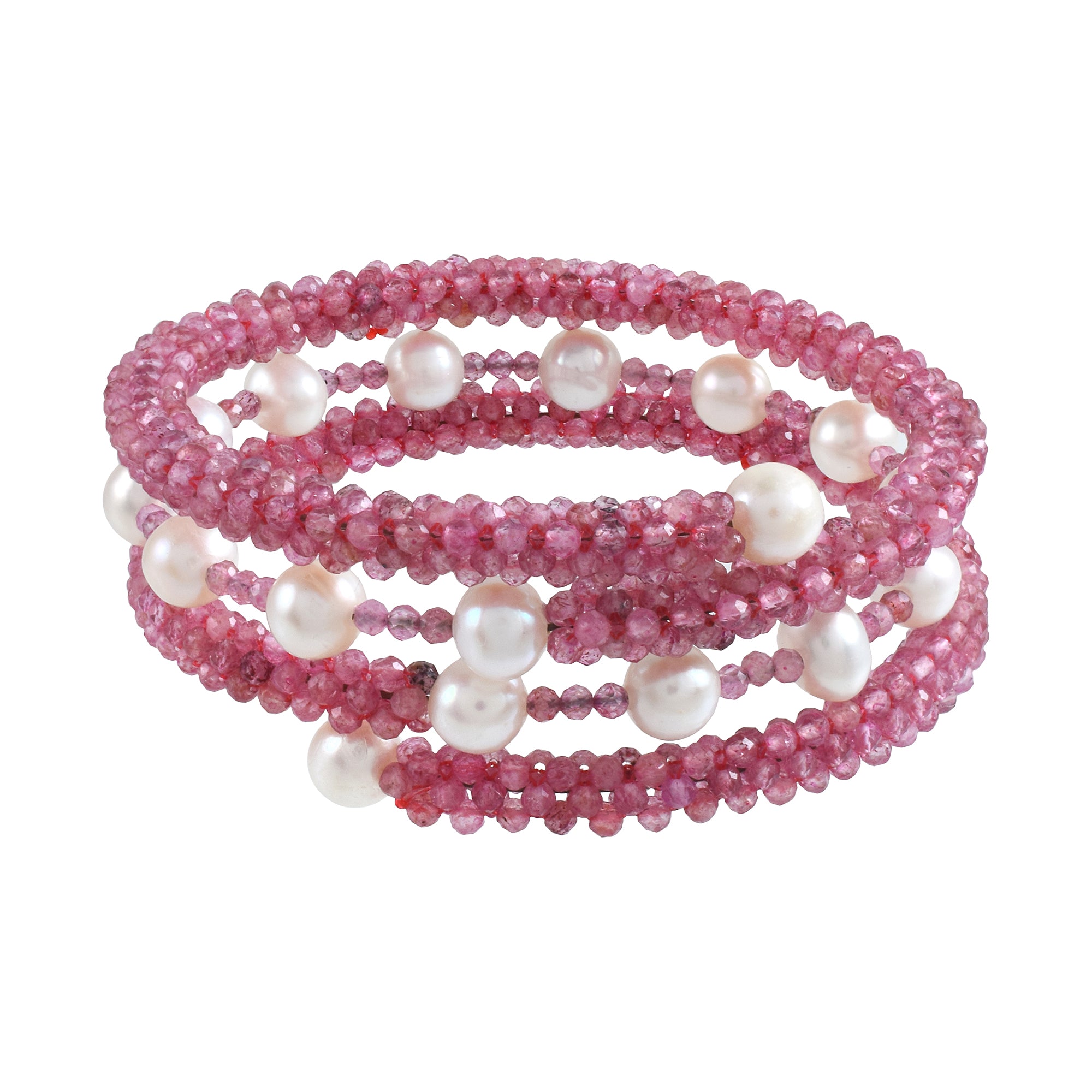 Natural Light Red Strawberry Quartz Beaded Fine Gemstone Bracelet