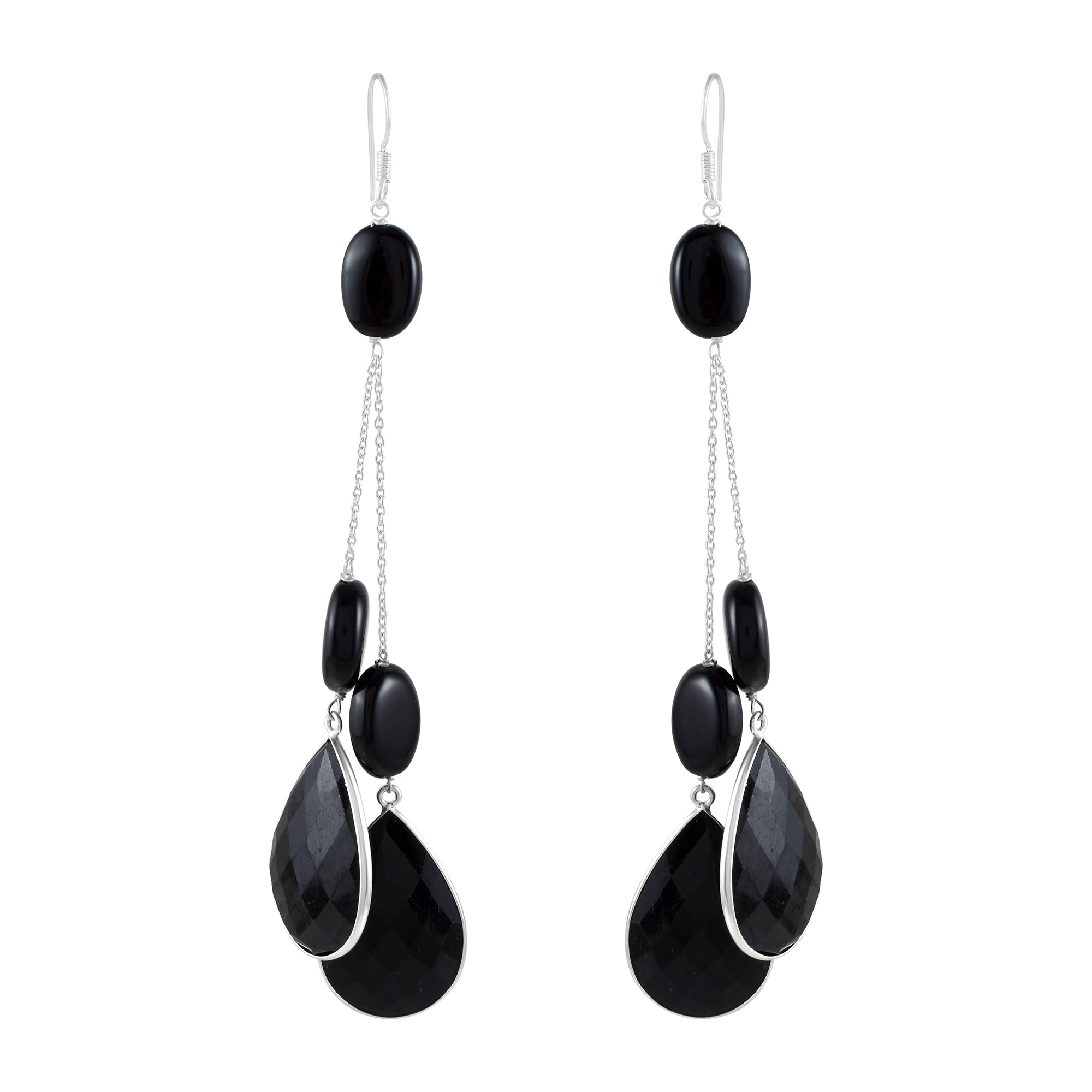 Black Onyx Silver Earrings, Stunning Drop & Dangle Healing Power Jewelry, Birthstone Gifts