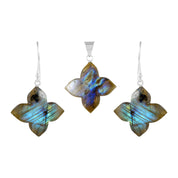 925 Sterling Silver Labradorite Pendant Set | Labradorite Earrings | Natural Gemstone Fine Jewelry | Healing Power Crystals | Root Chakra