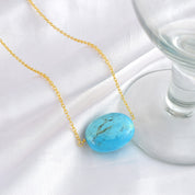 Natural Turquoise Gold Plated Chain Necklace | 925 Sterling Silver Fine Jewelry | Healing Power Root Chakra