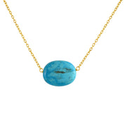 Natural Turquoise Gold Plated Chain Necklace | 925 Sterling Silver Fine Jewelry | Healing Power Root Chakra