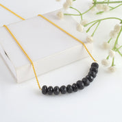Natural Black Spinel Rondelle Beaded Chain Necklace | 92.5 Sterling Silver Gold Plated Jewelry | August Birthstone | Healing Power Root Chakra