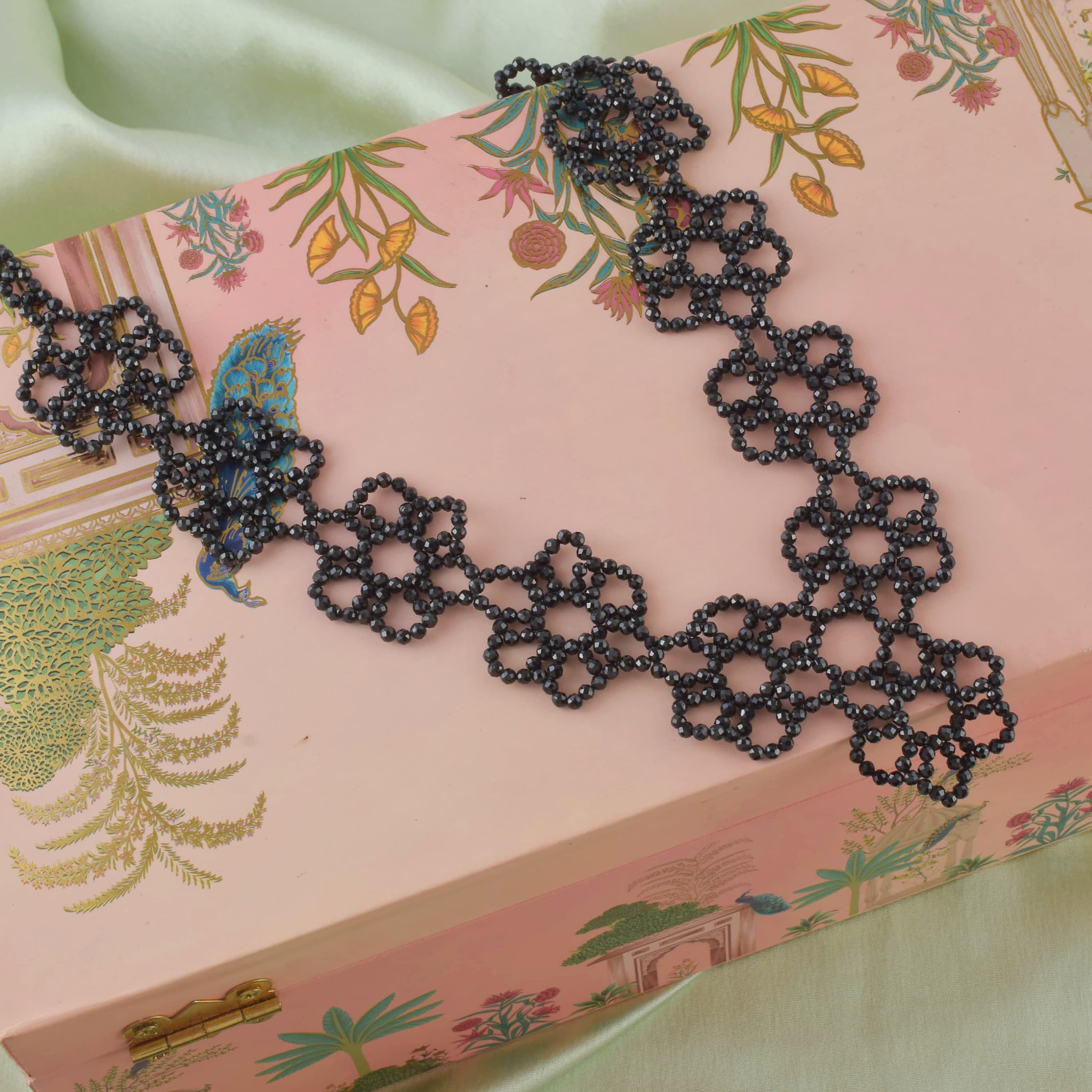 Natural Black Spinel Beaded Necklace | 92.5 Sterling Silver Statement Jewelry | August Birthstone