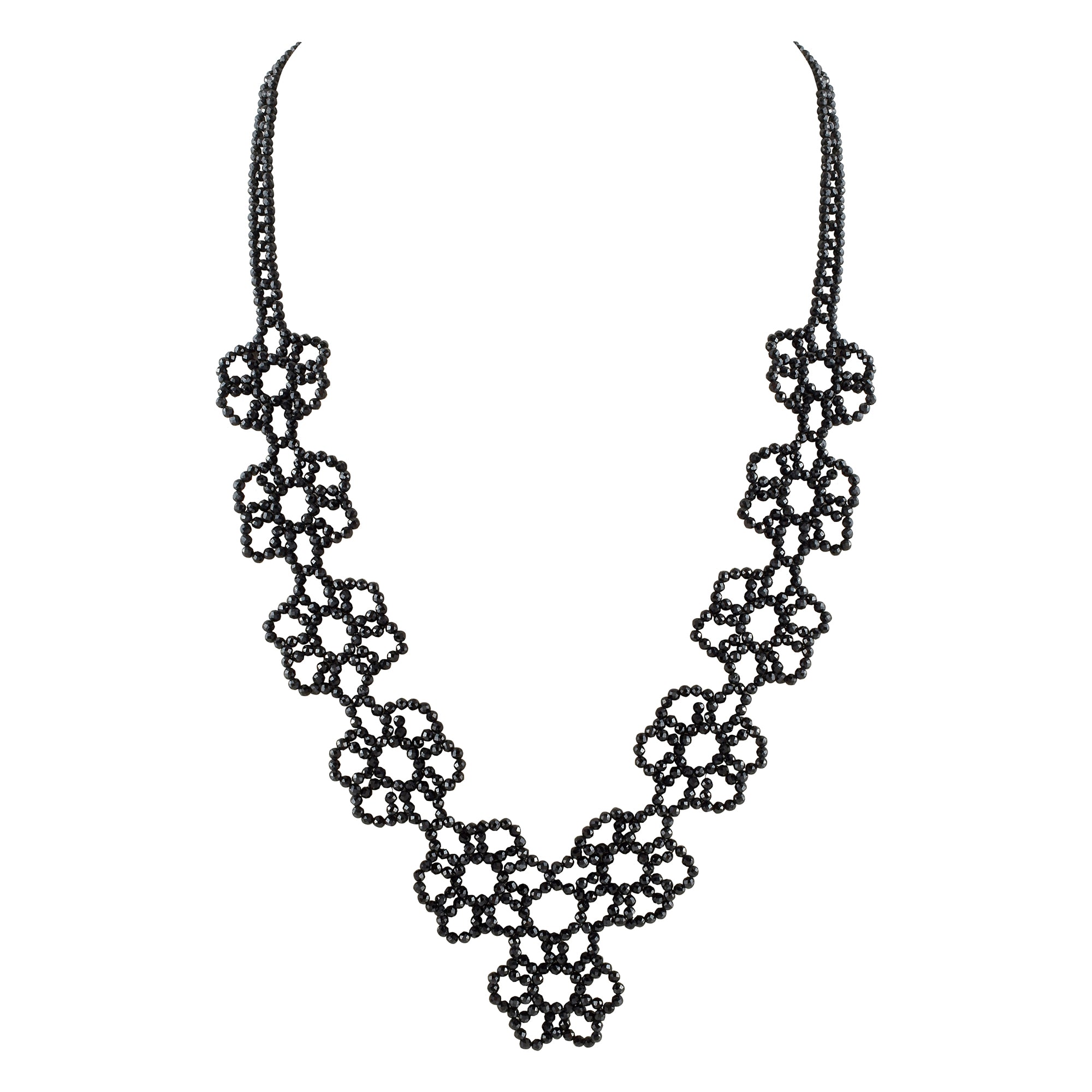 Natural Black Spinel Beaded Necklace | 92.5 Sterling Silver Statement Jewelry | August Birthstone