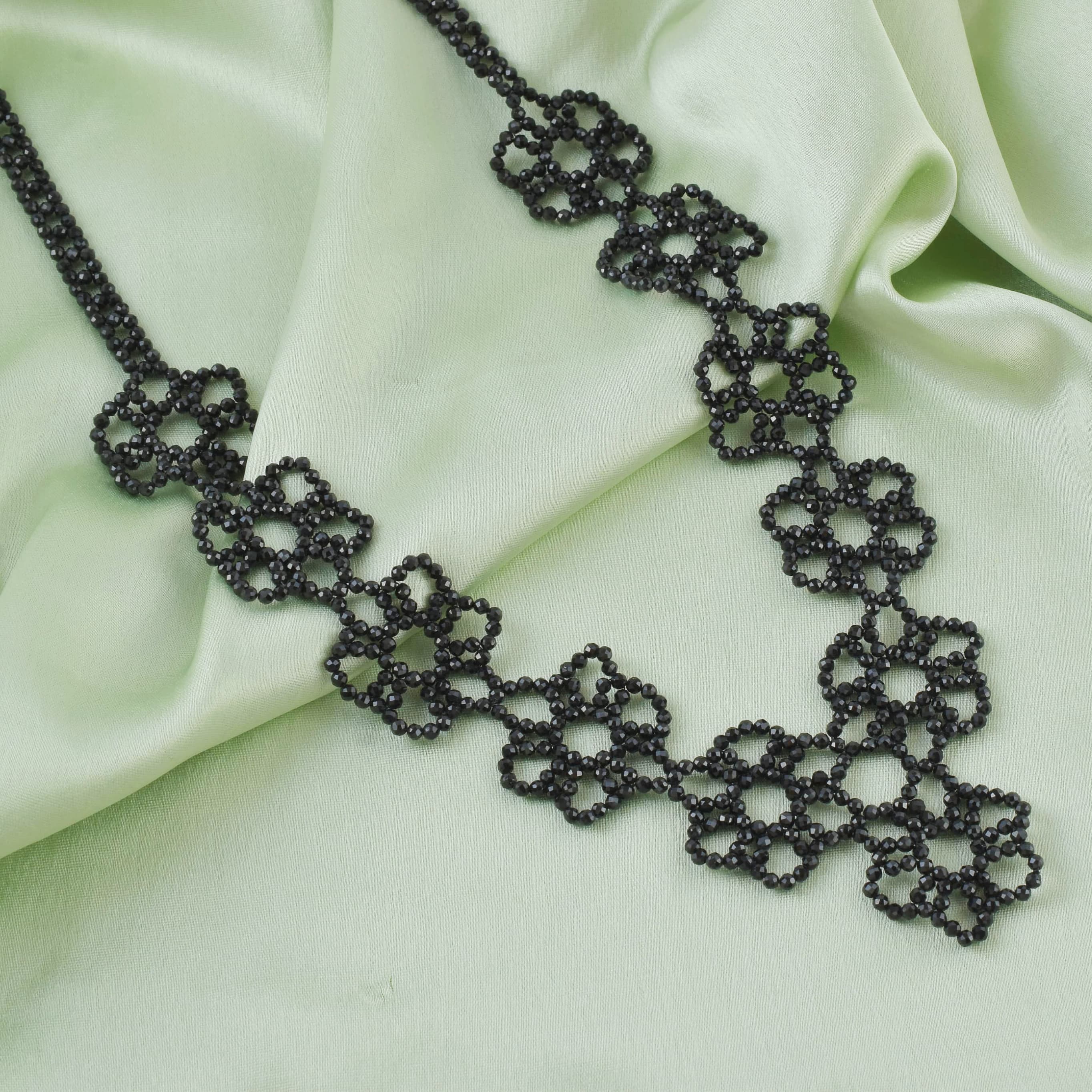 Natural Black Spinel Beaded Necklace | 92.5 Sterling Silver Statement Jewelry | August Birthstone