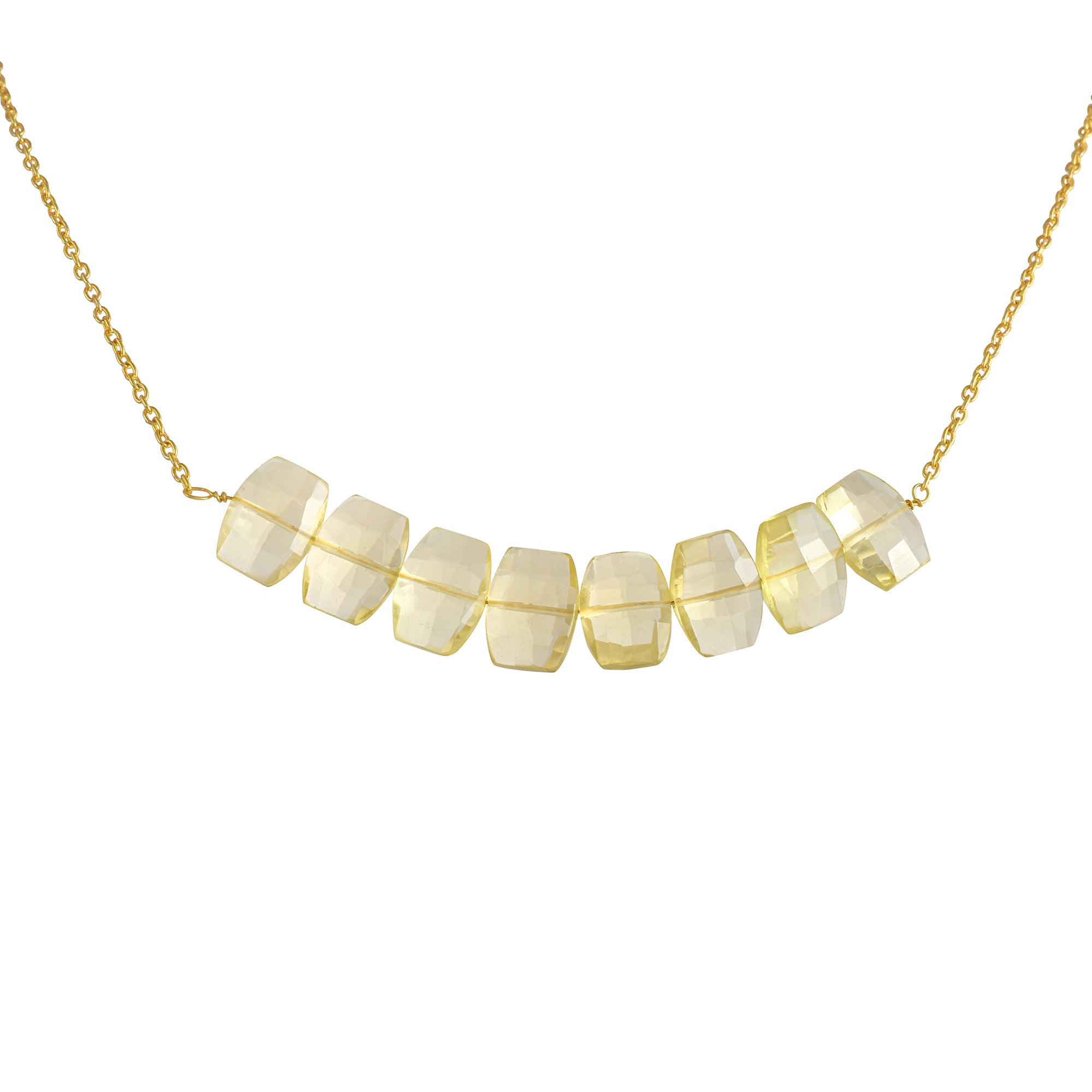 Natural Lemon Yellow Lemon Quartz Beaded Fine Gemstone Necklace