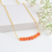 925 Sterling Silver Red Onyx Gold Plated Chain Necklace | Natural Gemstone Fine Jewelry | August Birthstone | Healing Crystals