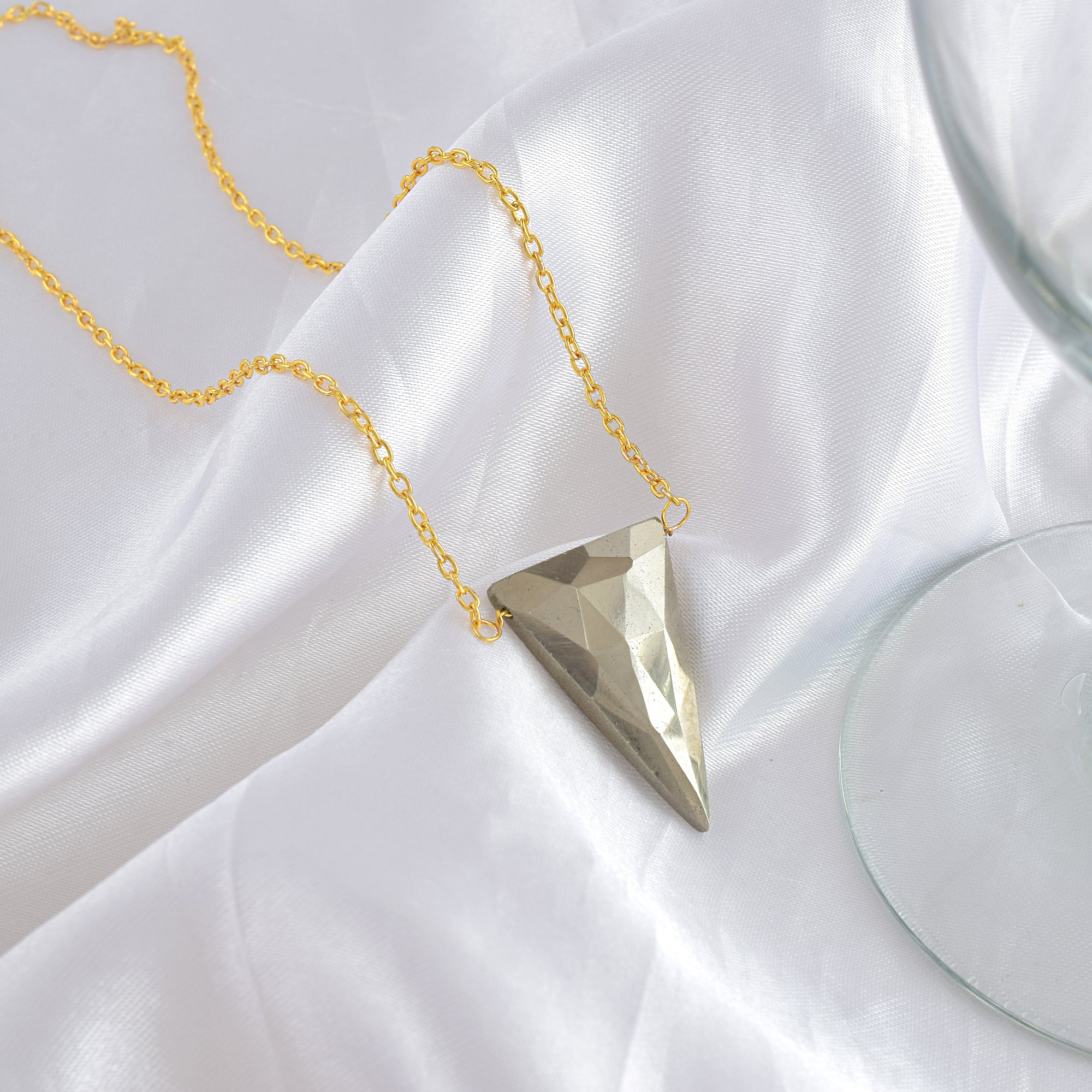 925 Sterling Silver Pyrite Gold Plated Chain Necklace | Natural Gemstone Fine Jewelry | Meditation Stone | Healing Crystals