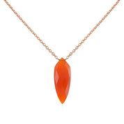 Natural Carnelian Fancy Shape Chain Necklace | 925 Sterling Silver fine Jewelry | Birthstone Gift | Healing Power Crystals