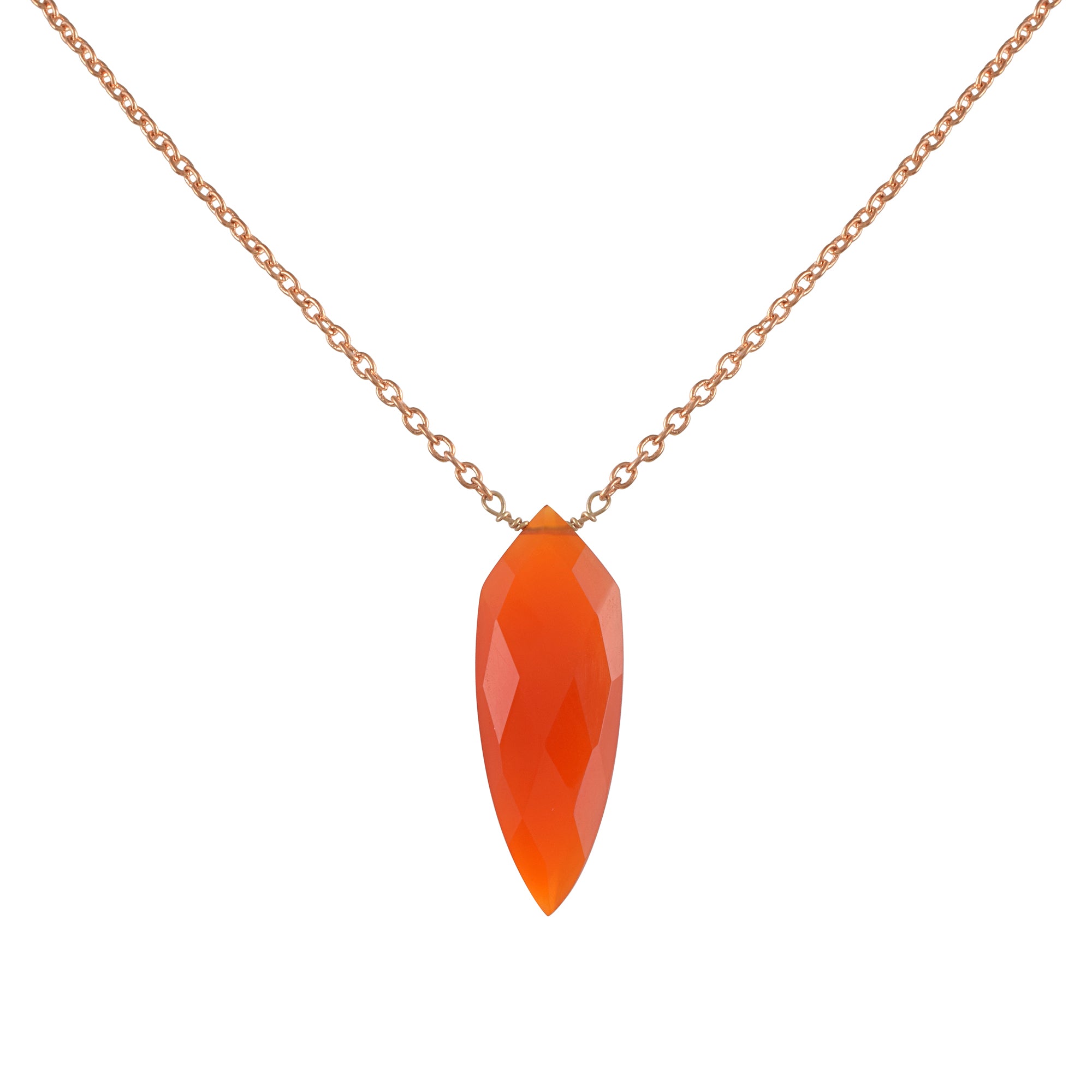 Natural Carnelian Fancy Shape Chain Necklace | 925 Sterling Silver fine Jewelry | Birthstone Gift | Healing Power Crystals