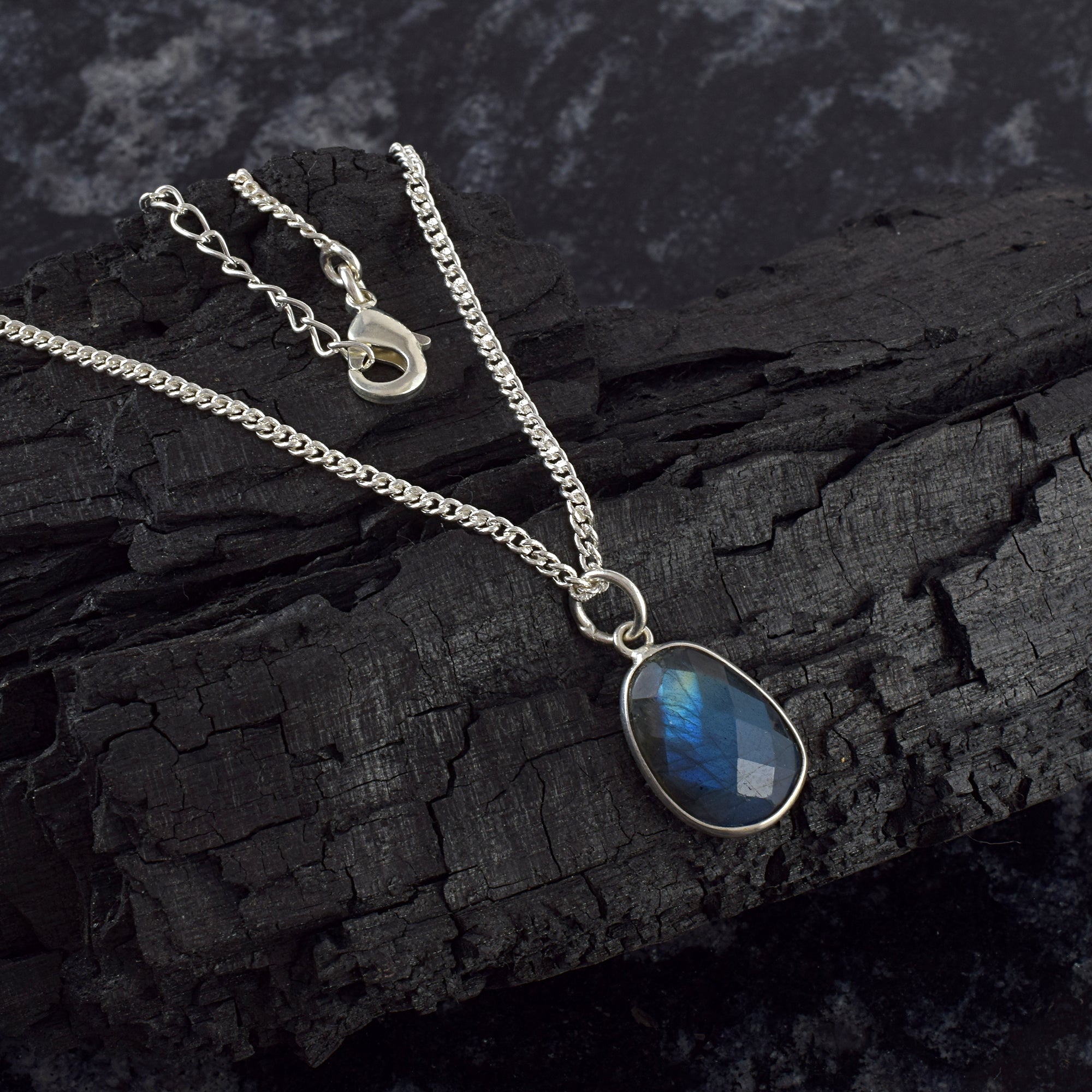 Sterling Silver Gemstone Chain Necklace, Healing Power Birthstone Pendant, Unique Gift
