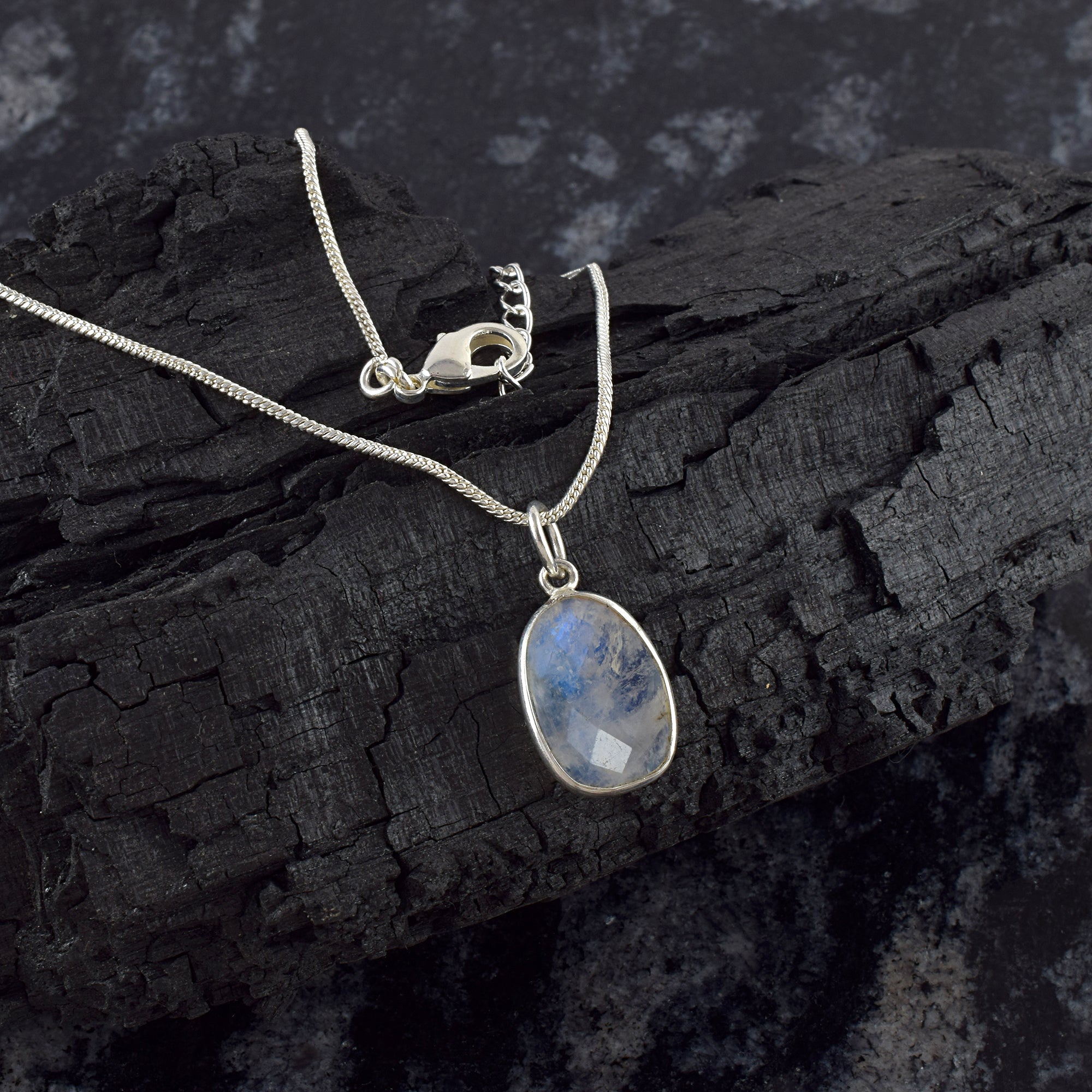 Sterling Silver Gemstone Chain Necklace, Healing Power Birthstone Pendant, Unique Gift