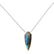 Labradorite Gemstone Gold Plated Sterling Silver Chain Necklace, Birthstone Healing Power Pendant, Unique Gift