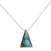 Labradorite Gemstone Gold Plated Sterling Silver Chain Necklace, Birthstone Healing Power Pendant, Unique Gift